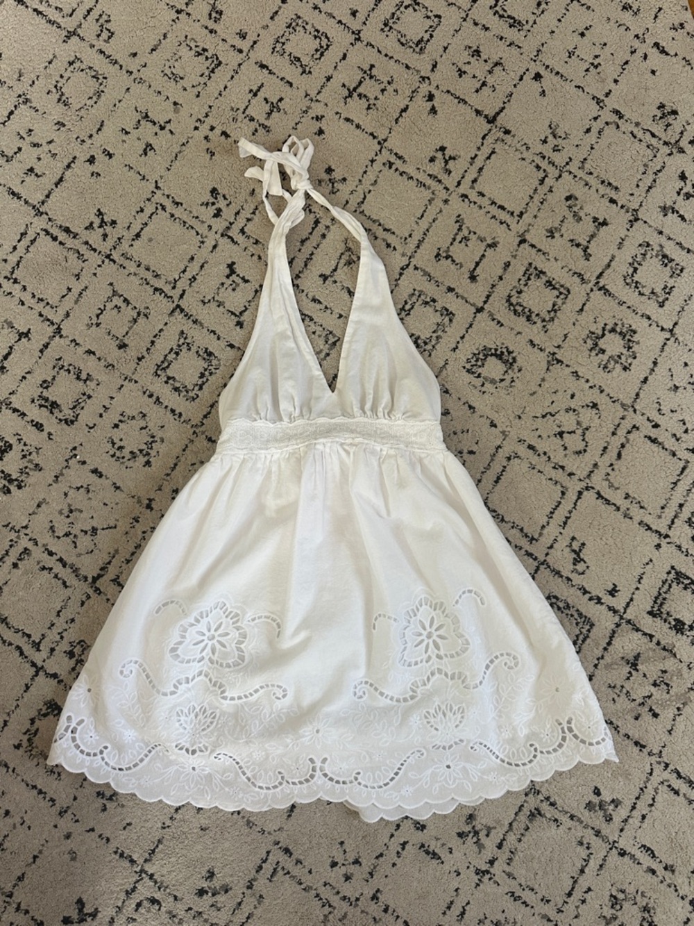 NWOT White Eyelet Halter Mini Dress